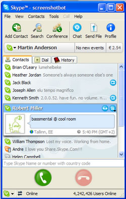 A screenshot of Skype 2.5 from around 2006.